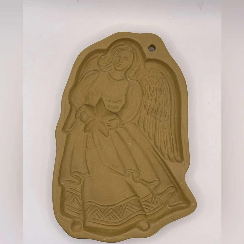 Brown Bag Vintage Ceramic Cookie Molds 3‎ Holiday Large Recipe Angel Tree Floral